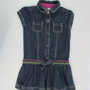 Gymboree - Little Girl's Size 5 Denim Jean Dress - Embroidered Accents & Pleated